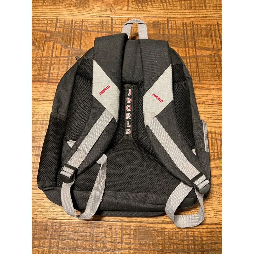 J World New York Black Grey Backpack Laptop Bag School Travel Work Student Urban